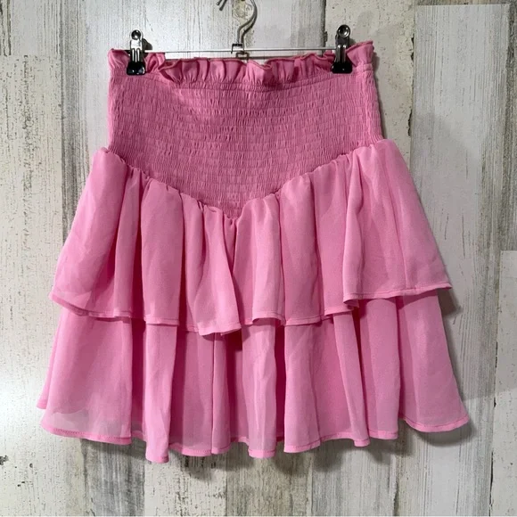 SHEIN Mod Pink Ruffled Mini Skirt NEW - Picture 2 of 12